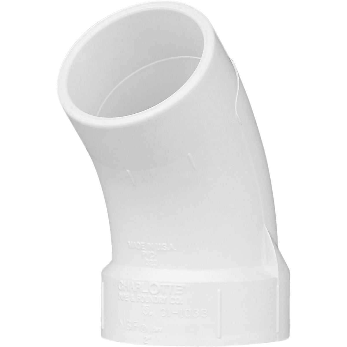 Charlotte Pipe 2 In. Schedule 40 45 Deg. DWV PVC Street Elbow (1/8 Bend) | PVC 00323 1000HA