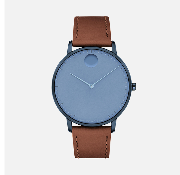 Blue Face Brown Leather Strap