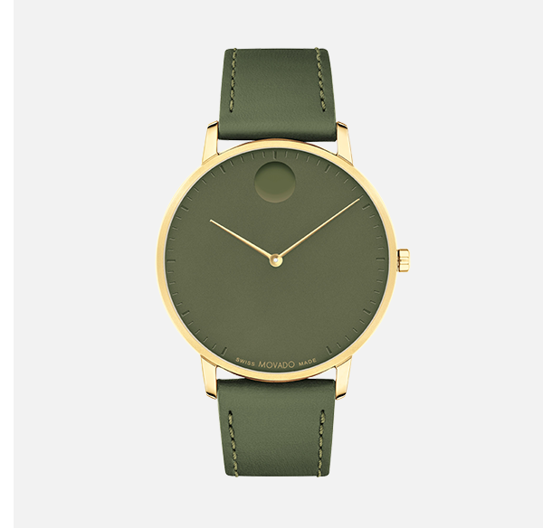 Green Gold Leather Strap Face