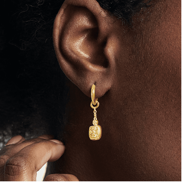 Orange Citrine Gemstone Drop Huggie