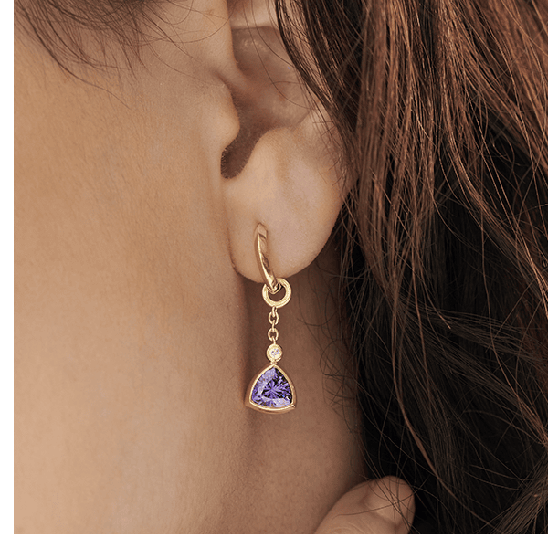 purple Amethyst Gemstone Drop Huggie
