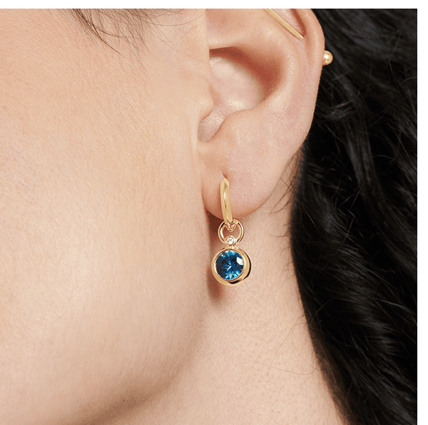 Blue Topaz Gemstone Drop Huggie