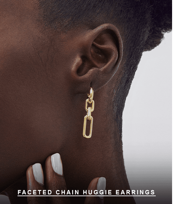 Faceted Chain Huggie Earrings