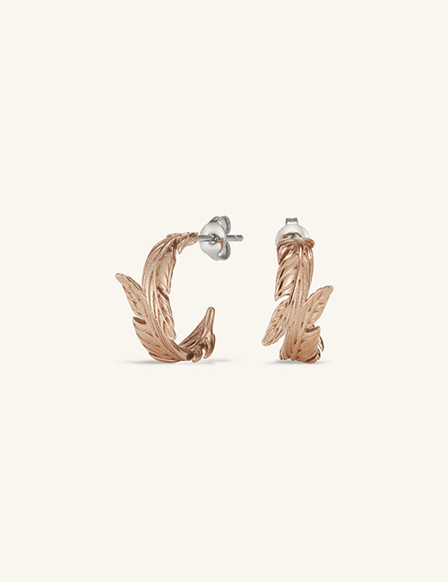 Feather Rose Gold Plated Hoop Earrings