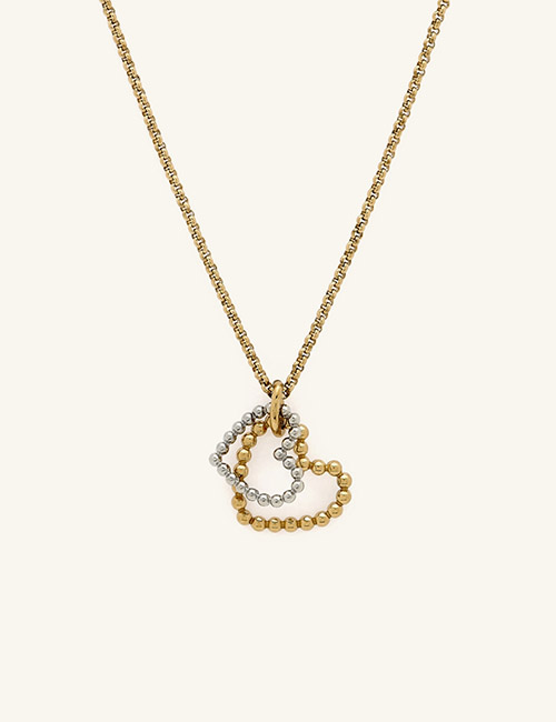 Beaded Heart Gold Plated & Silver Necklace