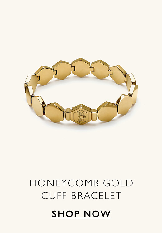 Honeycomb Gold Plated Slim Cuff Bracelet