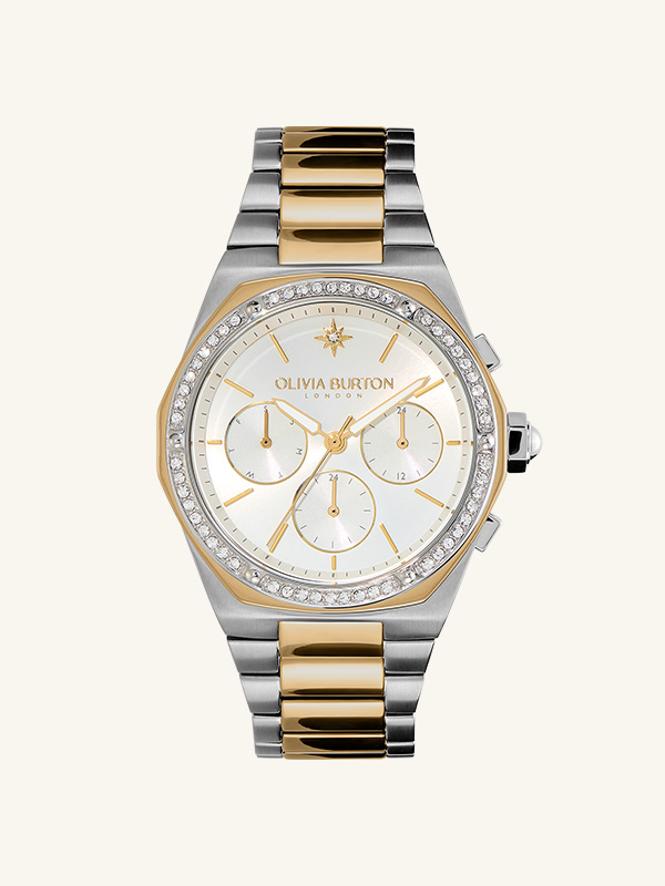 Hexa Multi-Function White & Two Tone Bracelet Watch