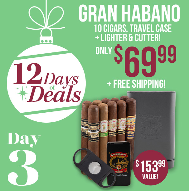 12 days of Deals - Day 3: Gran Habano Toro Travel Case with 10 Cigars, Cutter & Lighter Only $69.99 + Free Shipping!