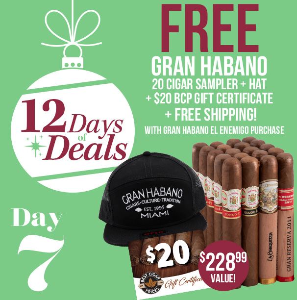 20 Free Cigars, Hat, $20 Gift Certificate, + Free shipping with Gran Habano El Enemigo!