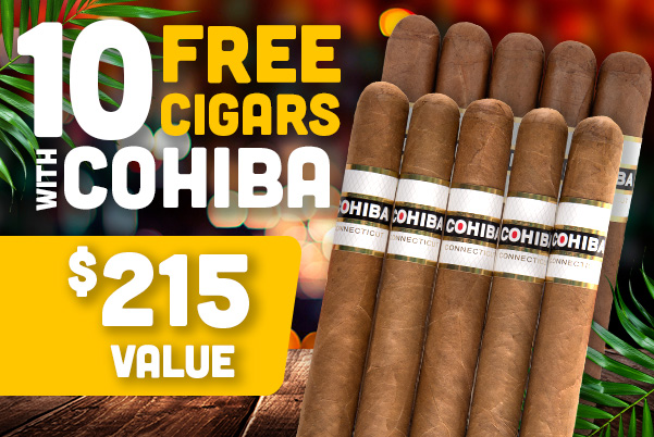 10 Free Cigars with Select Cohiba Boxes!