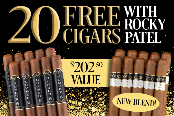 20 Free Cigars with Rocky Patel Boxes