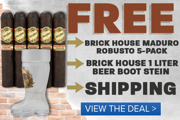 Free Brick House Maduro Robusto 5-Pack, Beer Boot Stein, + Free Shipping with Select Brick House Boxes! BRICK HOUSE MADURO ROBUSTO 5-PACK BRICK HOUSE 1 LITER BEER BOOT STEIN M, SHIPPING Y IEEEE 