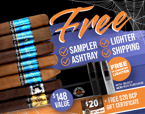 Free Sampler, Ashtray, Lighter, $20 Gift Certificate and Free Shipping with Select Acid Boxes!