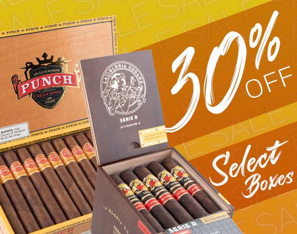 30% off La Gloria, Macanudo, Partagas, and more!