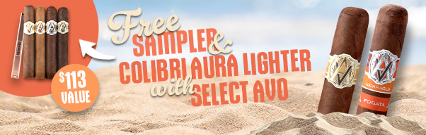 Free Sampler + Aura Slim Lighter with Select AVO Boxes