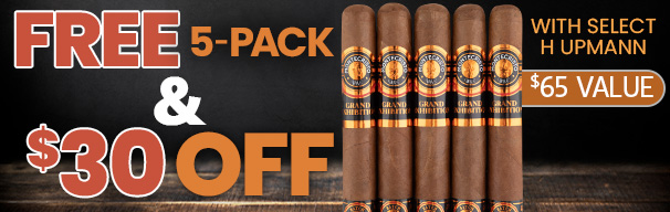 $30 Off + Free 5-Pack with H. Upmann!