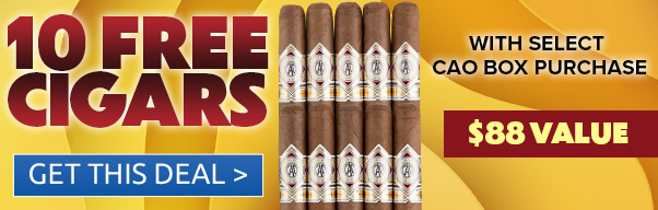 10 Free CAO Gold Cigars with Select CAO Boxes! 10;5 E ggggg cao -CQ' mJxd $88 VALUE 