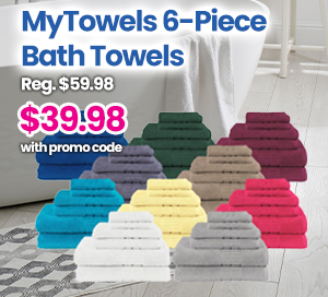 6-Piece Bath Towel Sets $39.98 With Promo Code