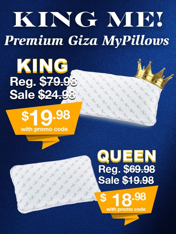 KING ME! Premium Giza MyPillows King $19.98 & Queen $18.98 With Promo Code