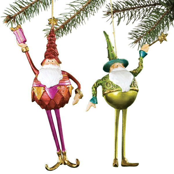 Long Whimsical Santa Christmas Ornaments
