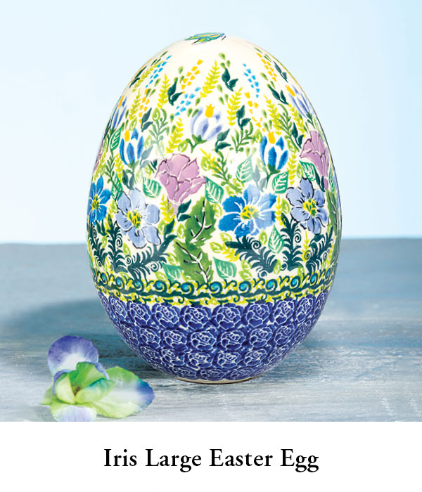 Polish Pottery Iris Large Easter Egg  Iris Large Easter Egg 