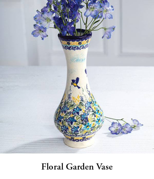 Polish Pottery Floral Garden Vase  Floral Garden Vase 