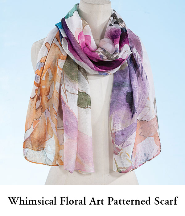  Whimsical Floral Art Patterned Scarf 