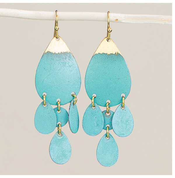 Aqua Blue Teardrop Detailed Dangle Earrings