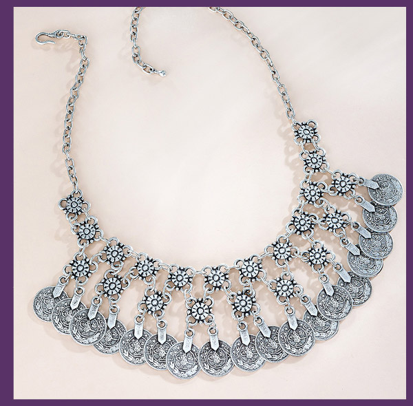 Turkish Pewter Coin Necklace