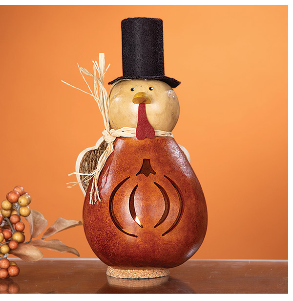 Thanksgiving Timmy Turkey Handcrafted Gourd