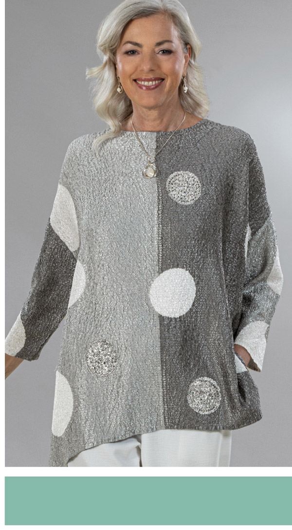 Glistening Grey Dots On Colorblocks Crinkle Tunic