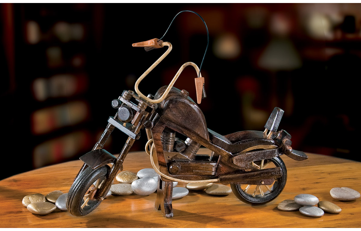 Albesia Wood Motorcycle Sculpture