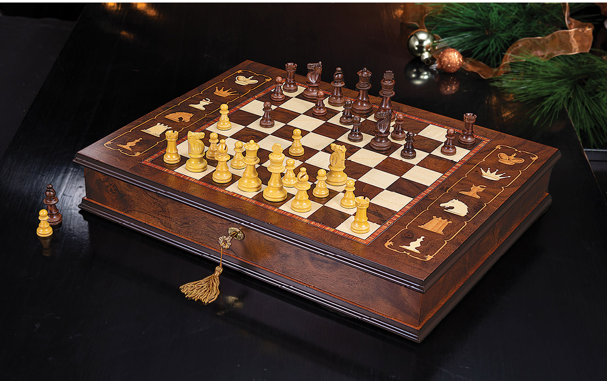 Wooden Intarsia Chess Set