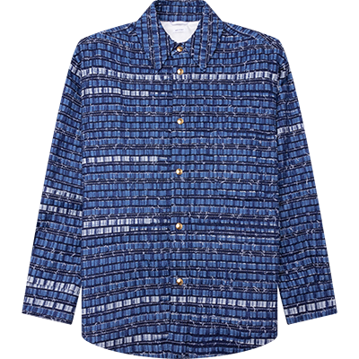 Thom Browne Denim-tweed Shirt Jacket In Blue