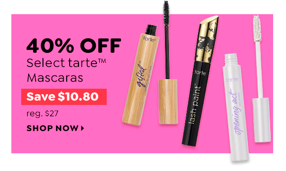 40% OFF SELECT TARTE MASCARAS