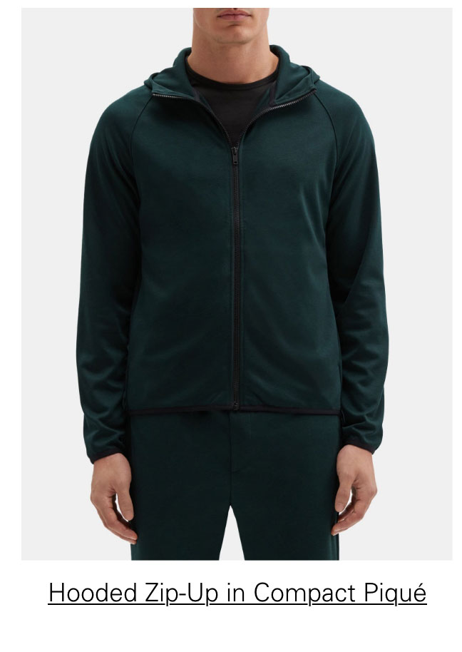 Hooded Zip-Up Jacket in Compact Piqué