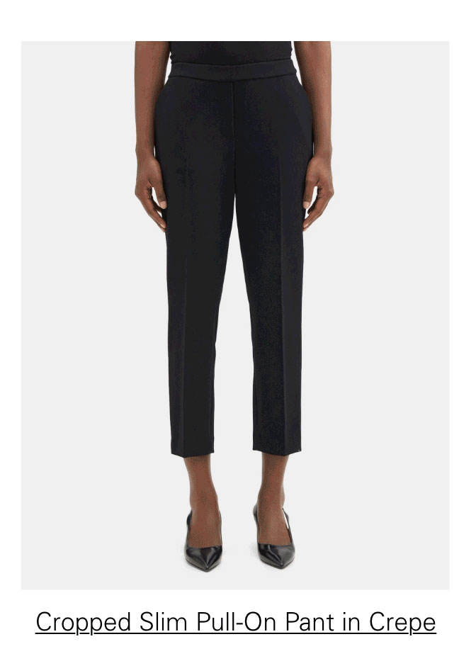 Cropped Slim Pull-On Pant in Crepe