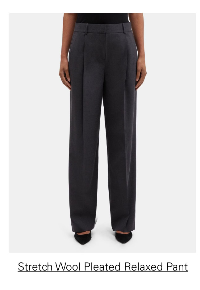 Pleated Relaxed Pant in Stretch Wool