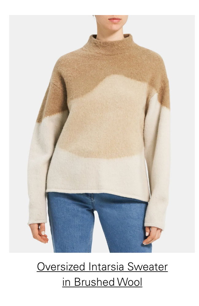 Oversized Intarsia Sweater in Brushed Wool