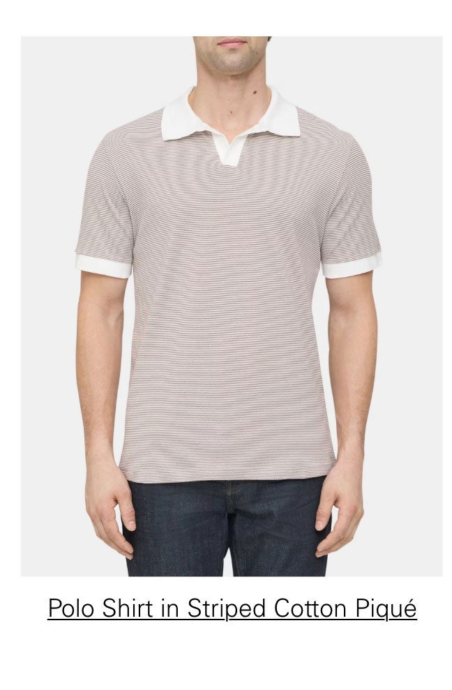 Polo Shirt in Striped Cotton Piqué