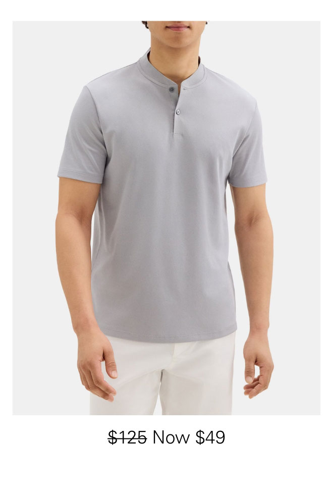 Short-Sleeve Henley Tee in Piqu Cotton