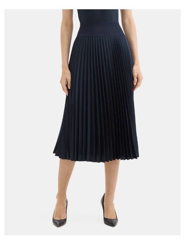 Pleated Pull-On Skirt in Poly