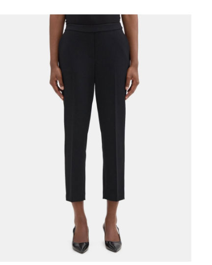 Cropped Slim Pull-On Pant in Crepe