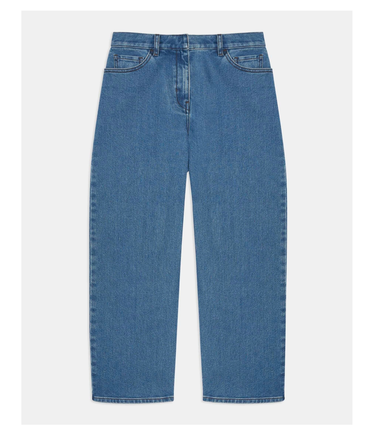 Wide Crop Jean In Washed Denim