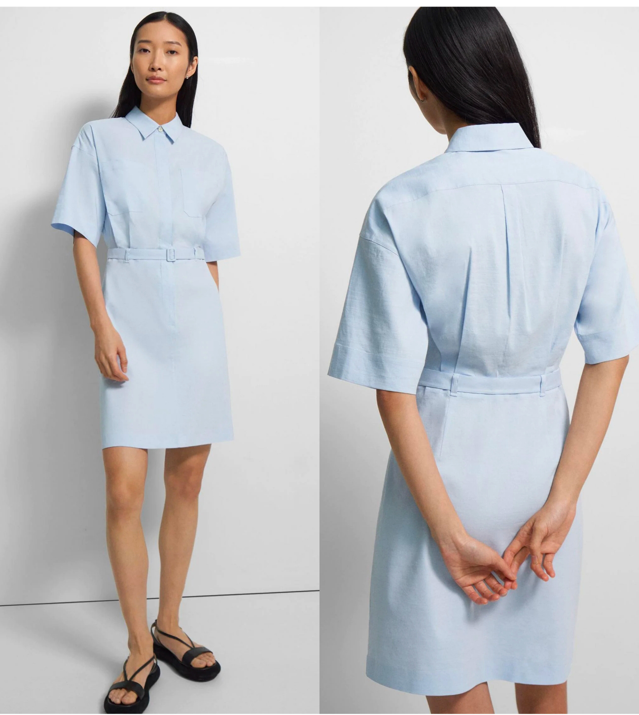 Belted Shirt Dress in Good Linen