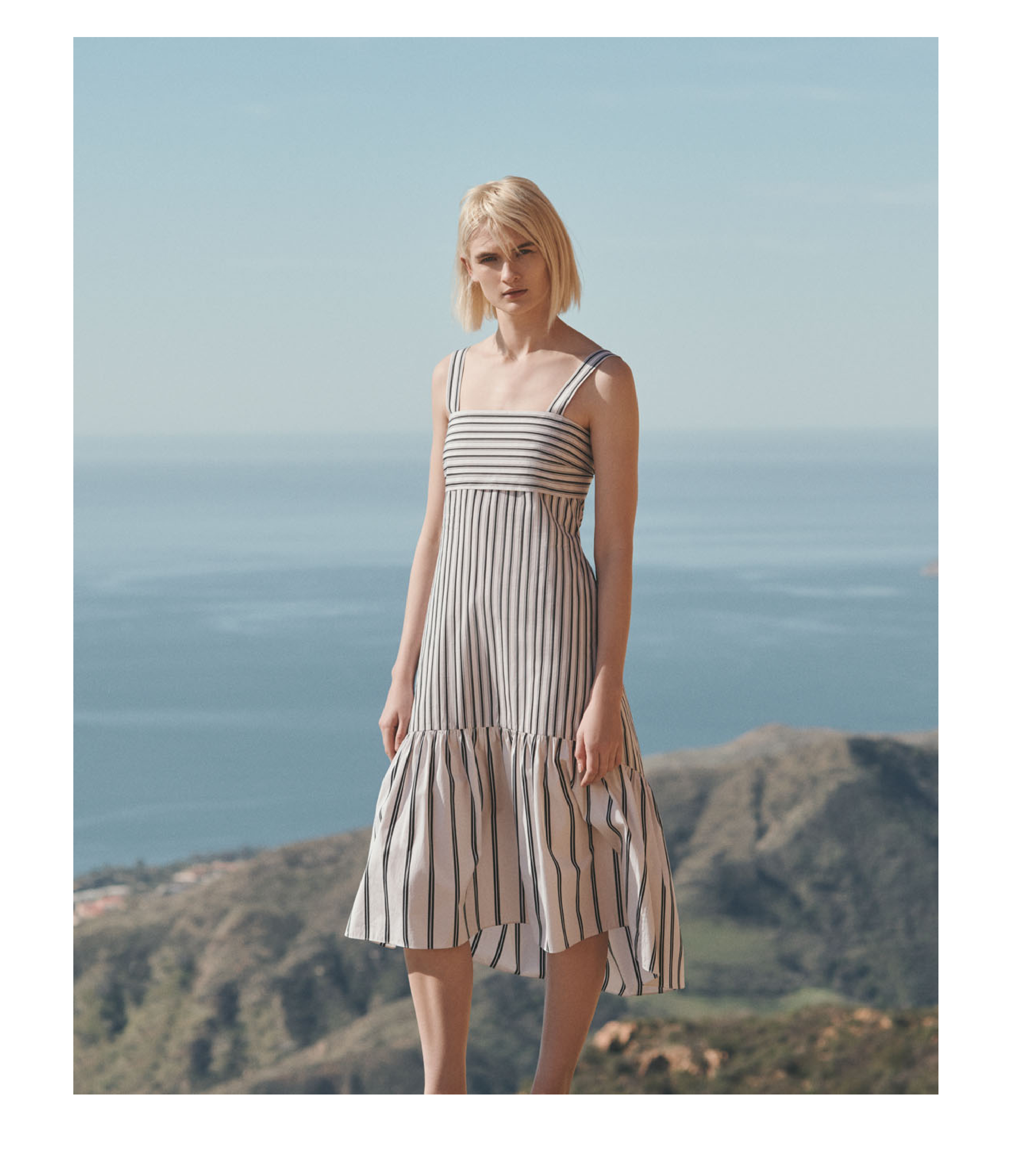 Tie-Back Dress in Stripe Cotton Poplin