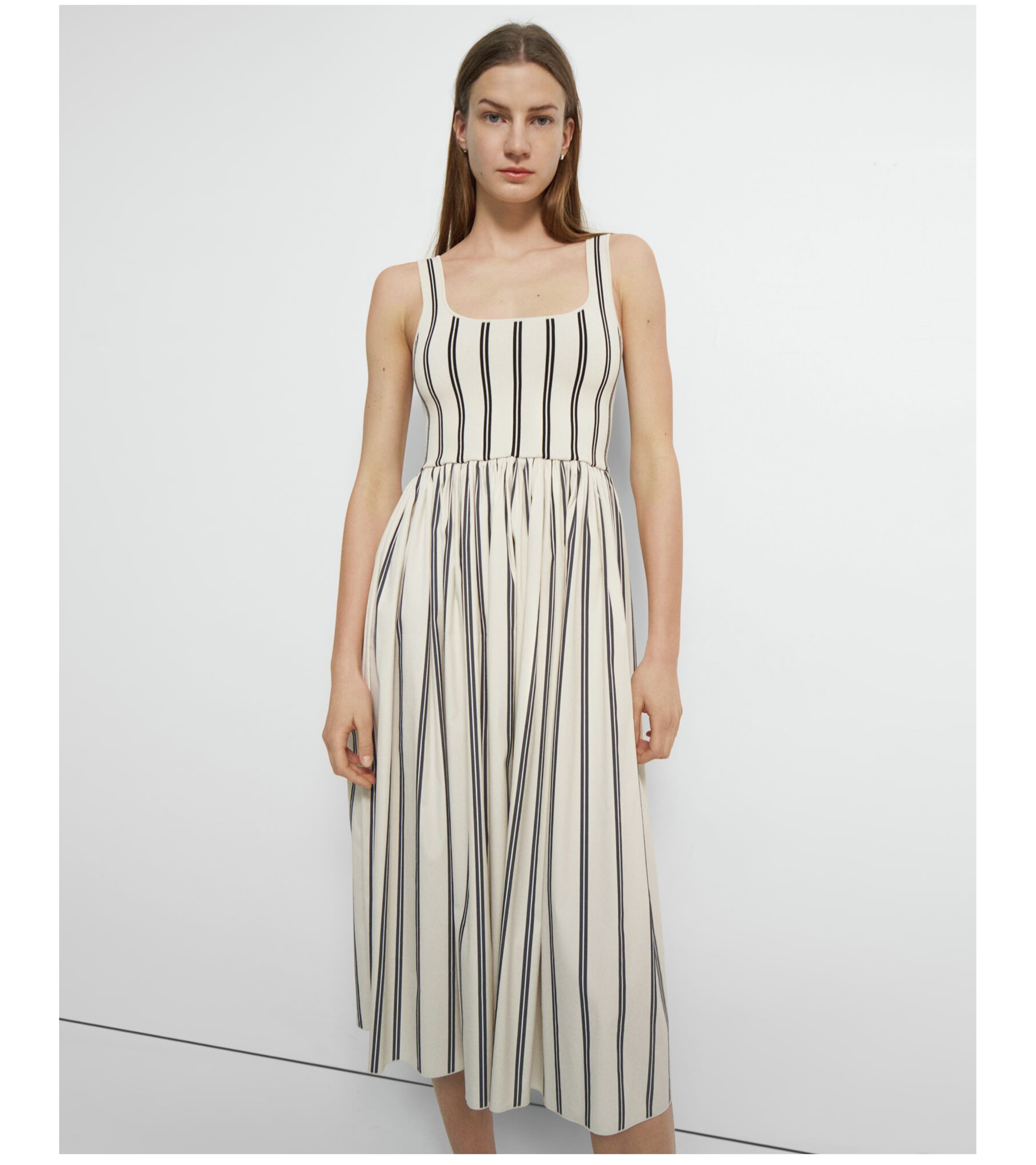 Sleeveless Dress in Striped Stretch Knit