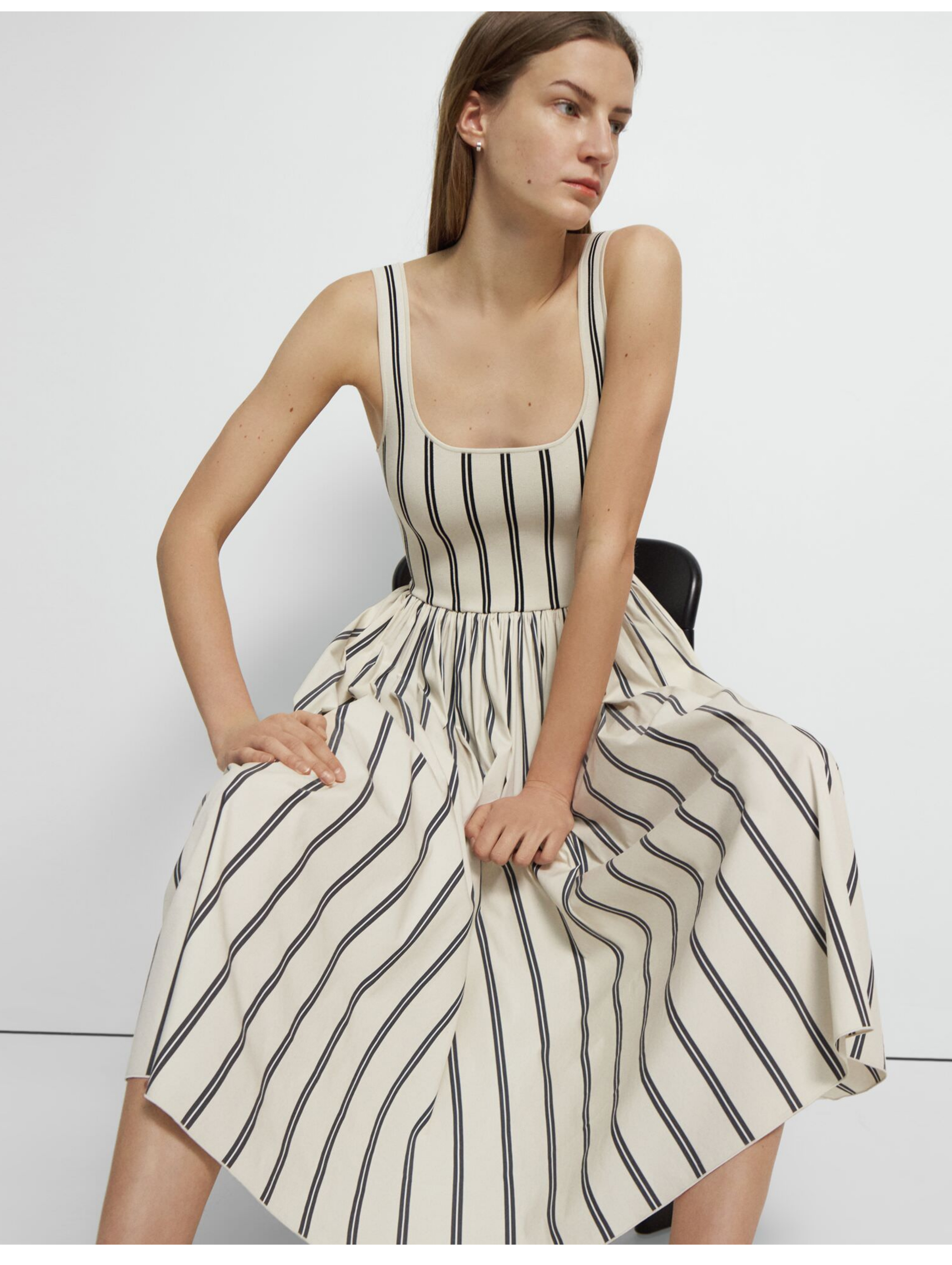 Sleeveless Dress in Striped Stretch Knit