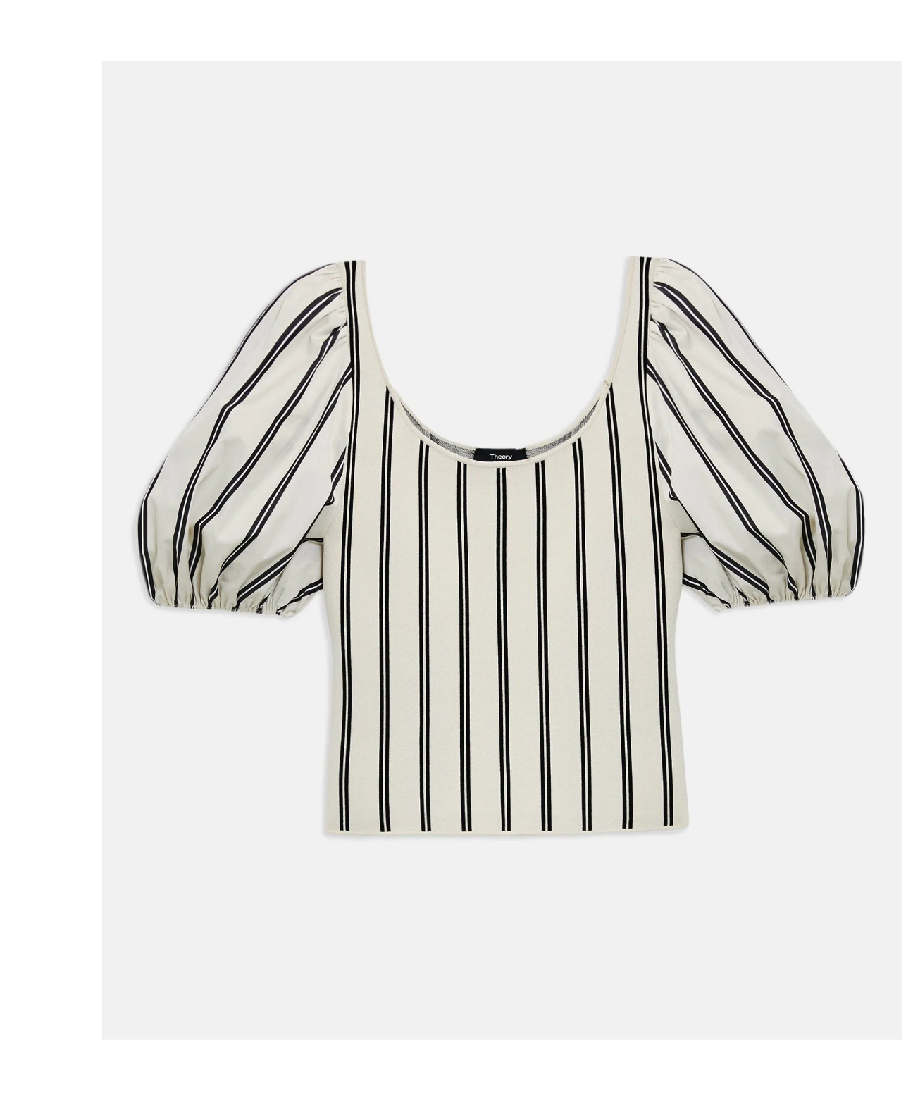 Puff Sleeve Top in Striped Stretch Knit