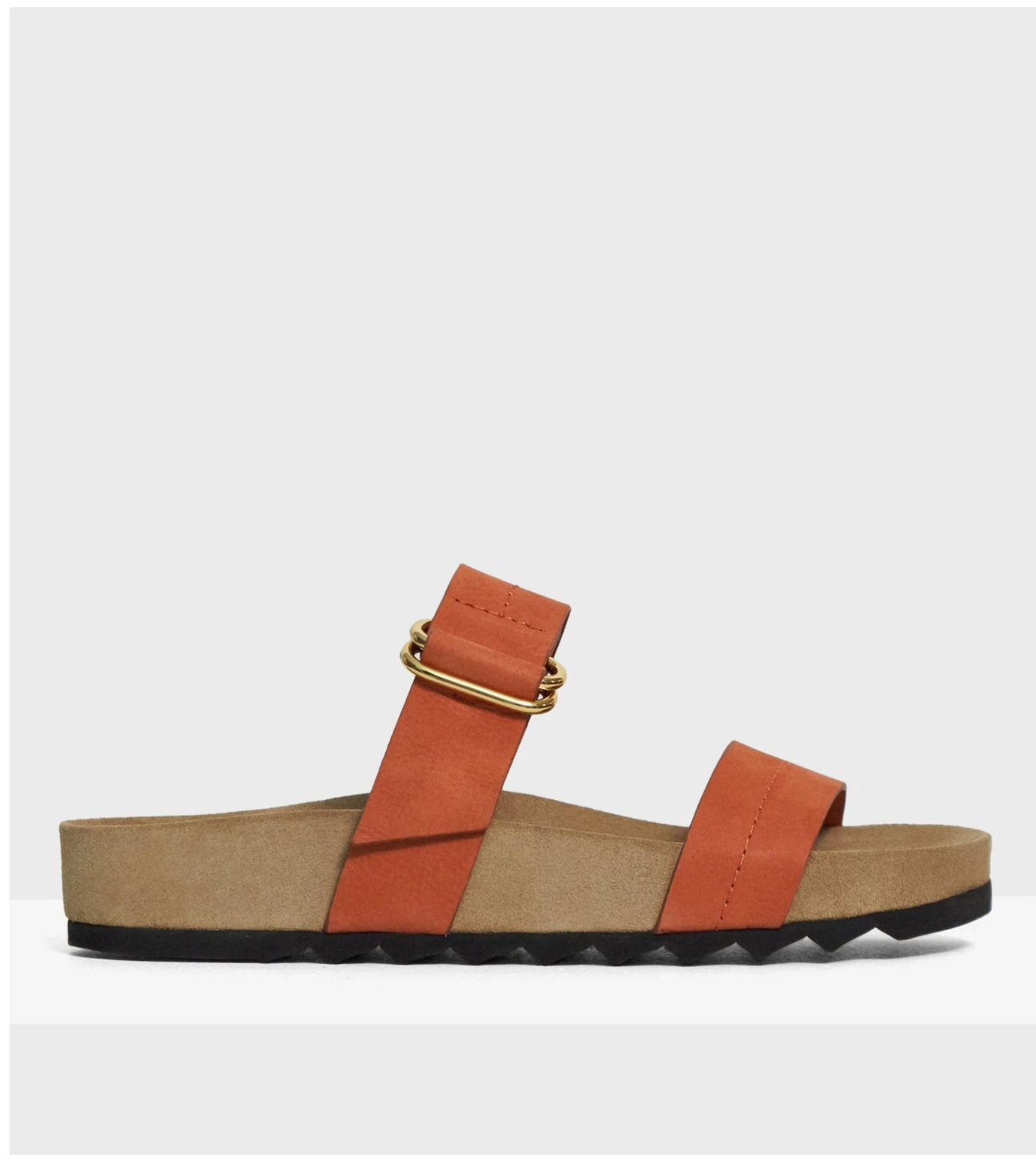 Buckled Slide Sandal in Nubuck Leather